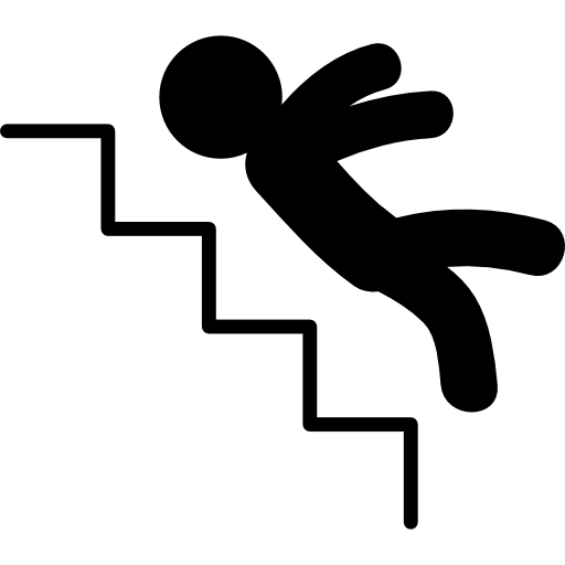 Person falling down stairs